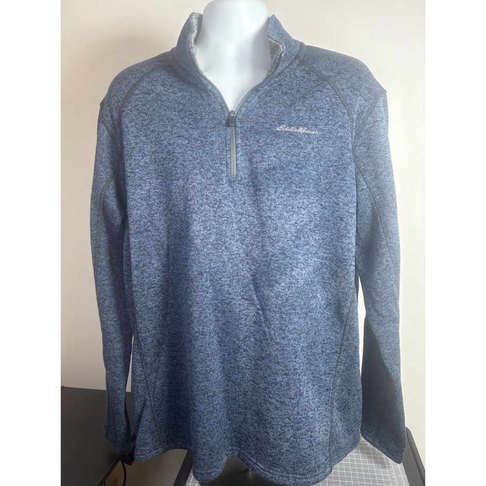 Eddie Bauer Men's Size 2XL Blue Pullover Sweater Quarter Zip Knit Sweatshirt
